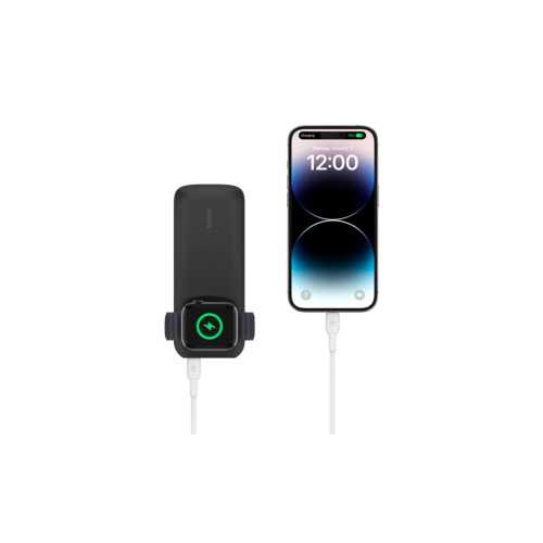 Batería 10.000 mAh con carga para Apple Watch y cable USB-C a USB-C Belkin negra